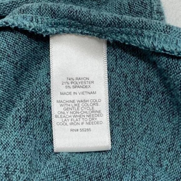 Express Ladies XS 3/4 Sleeve Rayon Blend Tunic Heathered Forest Green Soft Knit - Picture 10 of 11